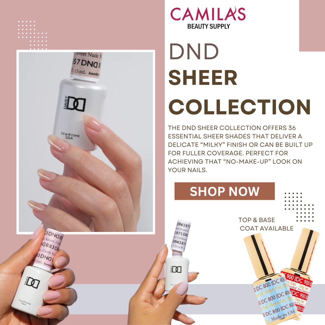 SupplyCami39251's tweet image. Elevate your manicure with the timeless elegance of the DND Sheer Collection. Featuring 36 versatile sheer shades. #DNDNails #DNDSheerCollection #SheerNails #NailCare #MinimalNails #FrenchManicure #NailInspo