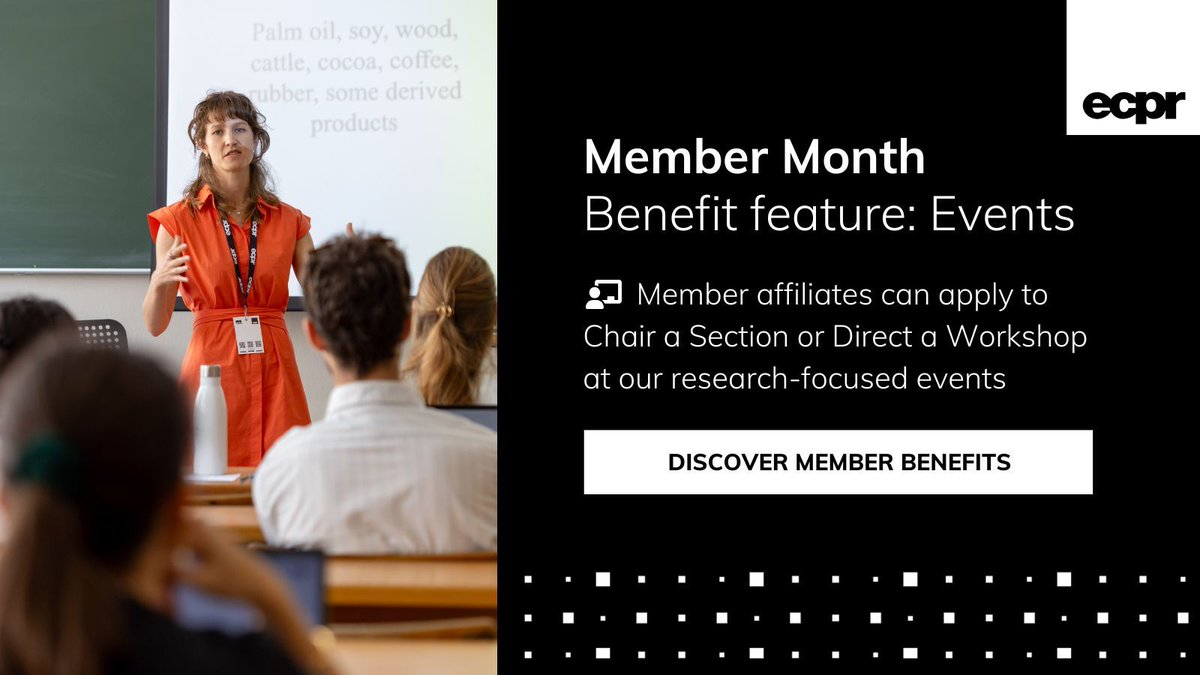ECPR's tweet image. Did you know Member affiliates can propose to Chair a Section at the General Conference? #ecprgc26 ⭐#ECPRMemberPerks

🔔Stay tuned – call for Sections opens next week!

✅Check if your institution is a Member ecpr.eu/Membership/Cur…
🔎More perks ecpr.eu/Membership/Mem… #JoinECPR