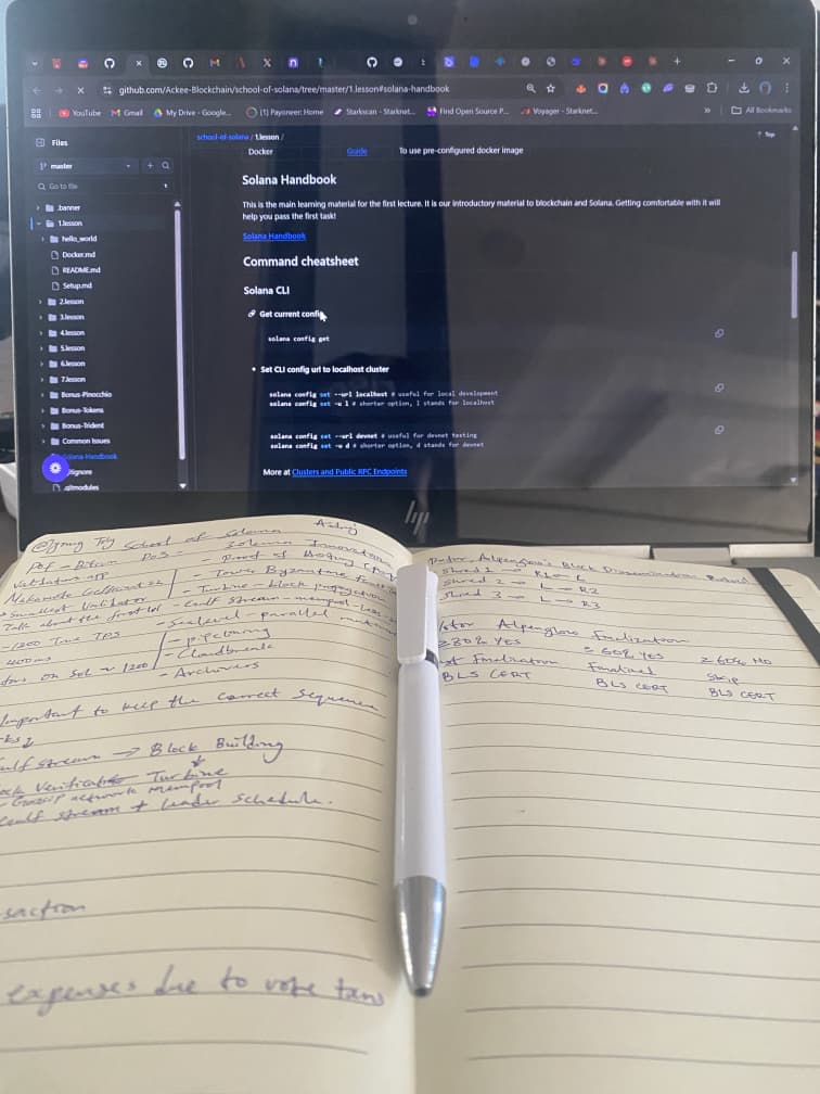 CodeAdeoluwa's tweet image. Week 1 of School of Solana by @AckeeBlockchain @andrej_xyz
Deep dive into Solana's architecture: Turbine, Gulf Stream, PoH mechanics.
Let’s gooo 🦀