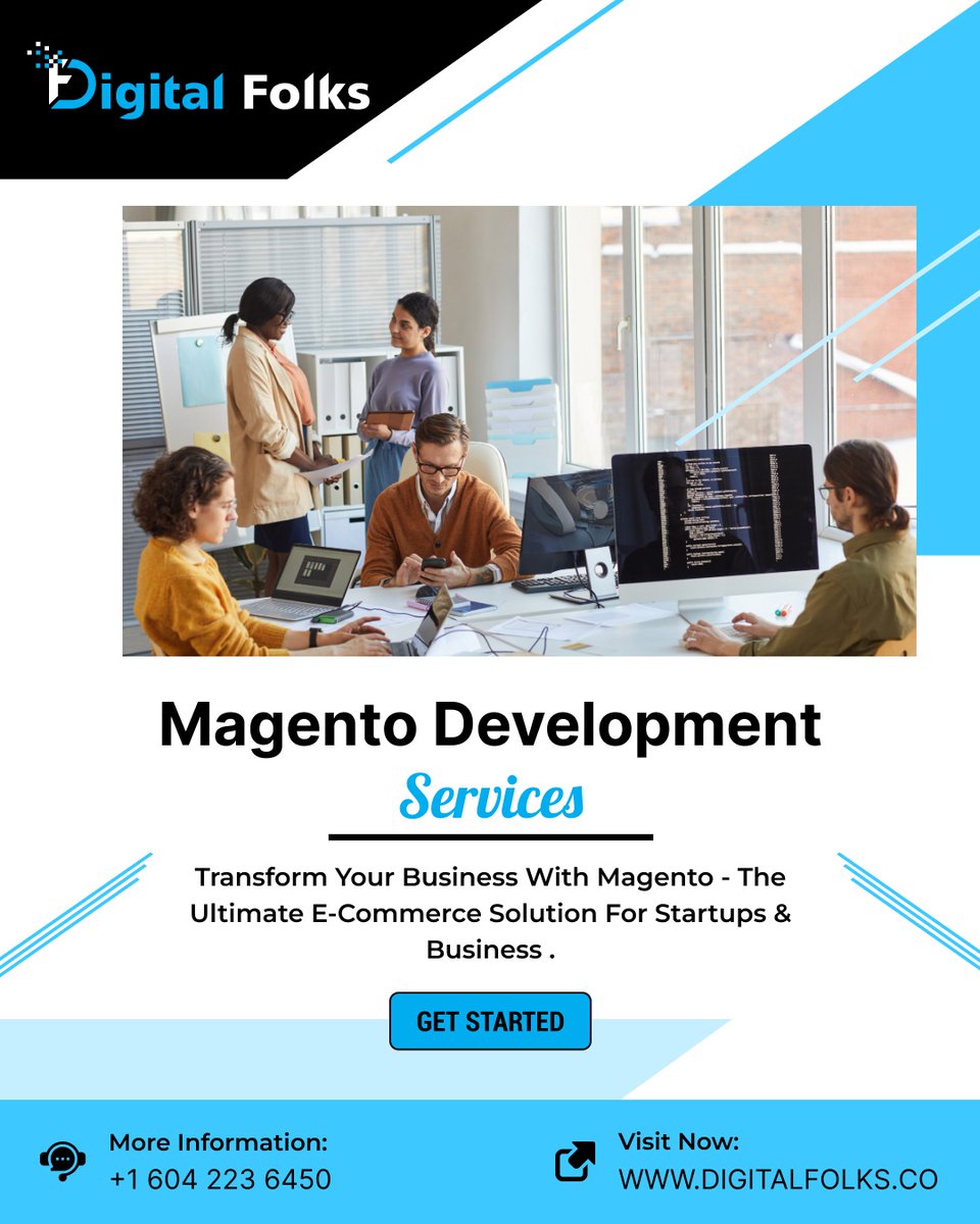 digitalfolksinc's tweet image. Want to build your Ecommerce store in #Magento? Look no further! Our team of #Magentodevelopers can help you build a custom and attractive website. We provide theme customization, app integration, and more to help you build an e-store as per business needs.