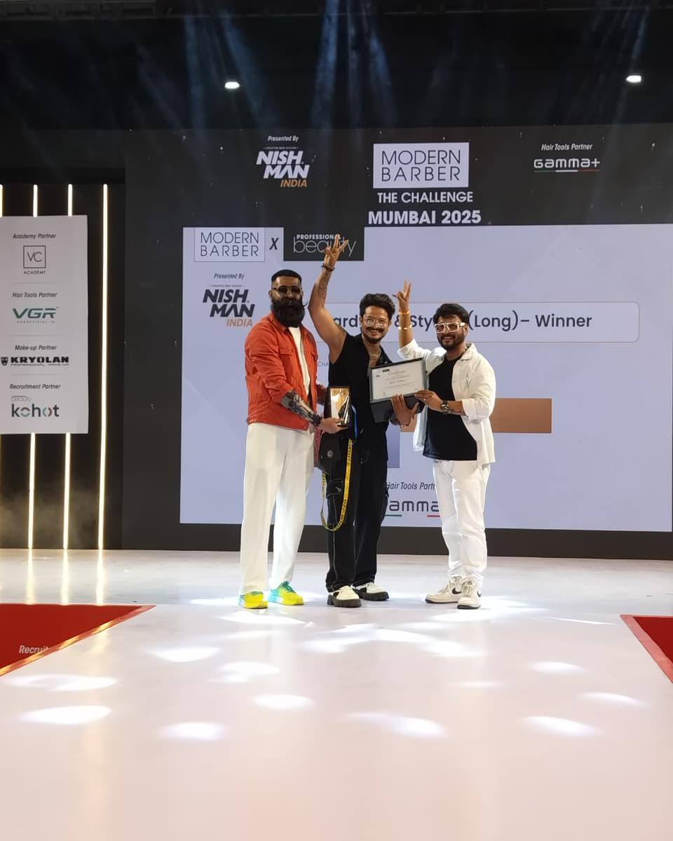 A perfect blend of style and mastery!

Congratulations to Yash Lohor, Winner of Beard Cut &amp; Styling (Long) at the Modern Barber Challenge, showcasing finesse and skill that define true grooming artistry.

#professionals #barber #professionalbeautyevent #beautyexpo #winner