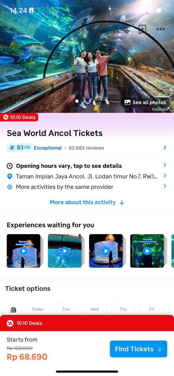 niat awalnya mau nunda healing, tapi traveloka malah ngasih promo gede gini buat ke sea world Ancol. harga tiket segitu tuh sayang banget kalo ga dibeli ga sihh😭 #Traveloka1010Sale
trv.lk/1010traveldeals