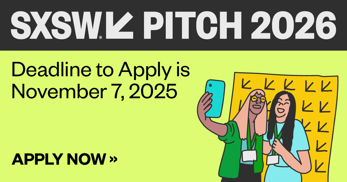 Startups — the stage is yours. 

Apply now for <a href="/sxsw/">SXSW</a>  Pitch 2026: sxsw.com/pitch  

#SXSWPitch #Startup