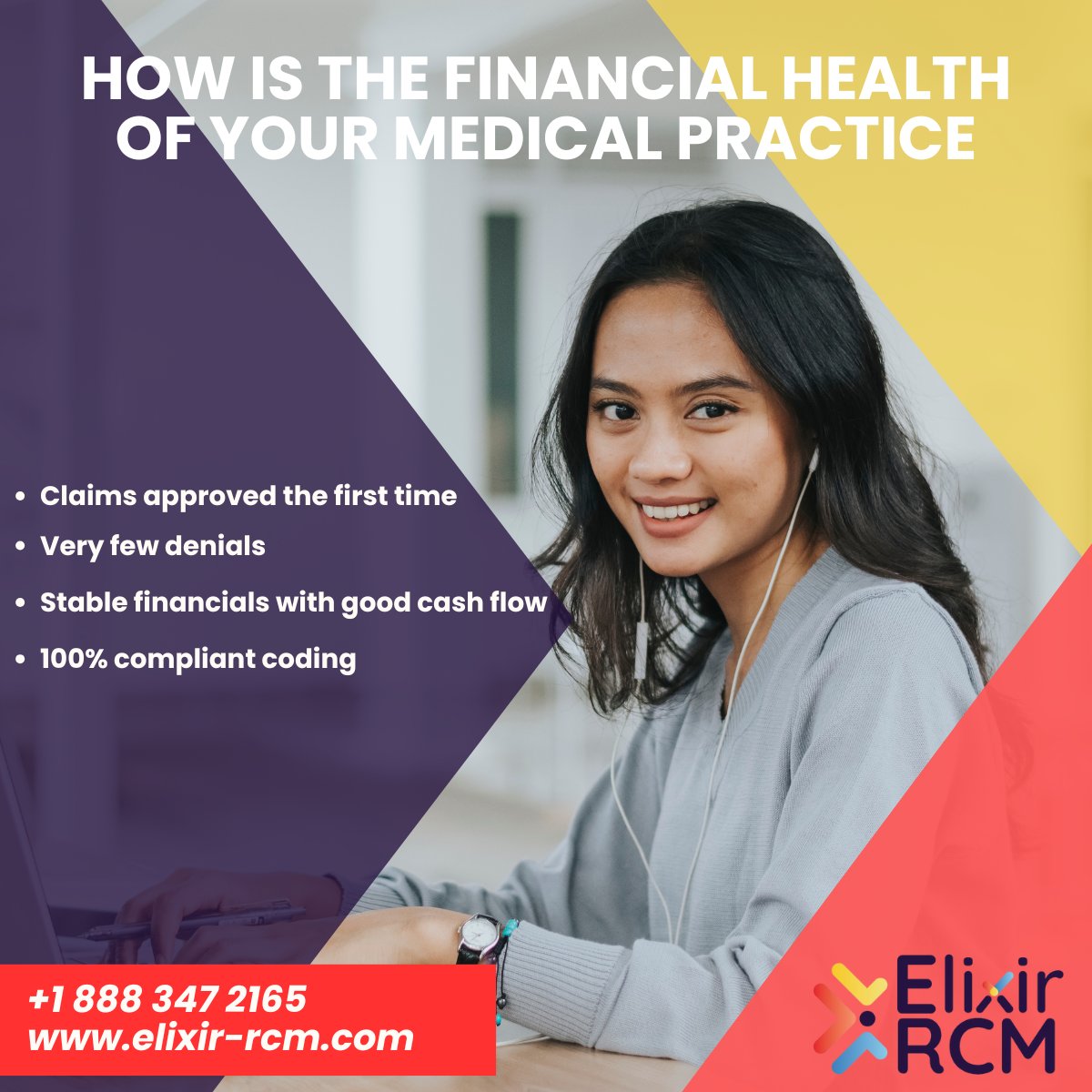 ElixirRcm's tweet image. #ElixirRCM #RevenueCycleManagement #HealthcareRevenue #MedicalBilling #RCMOptimization #HealthcareBusiness 
Strong RCM Health = Stronger Cash Flow At Elixir-RCM.
Good RCM health isn’t luck — it’s strategy, consistency and the right partner behind you.