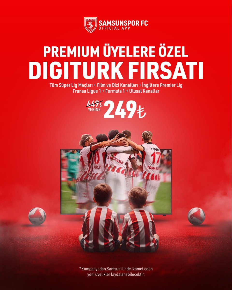 🔴⚪ Premium Üyelere Özel Digiturk Fırsatı!

Tüm Süper Lig maçları, film ve dizi kanalları, İngiltere Premier Lig, Fransa Ligue 1, Formula 1 ve ulusal kanallar 449₺ yerine 249₺!

📲 Samsunspor FC Mobil Uygulamasını indir, bu fırsatı kaçırma!
App Store | Google Play

📍