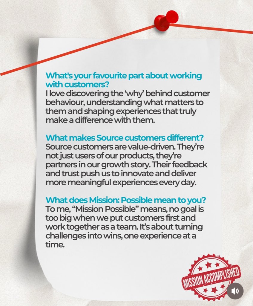 Missolamipo's tweet photo. Honoured to be featured in our CX Team Spotlight for #CustomerServiceWeek👏🏾

At Source, every customer story inspires me to create experiences that truly make a difference✨

#MissionPossible #CXWeek #CustomerExperience #SourceMFB https://t.co/PKf1BDgpvk