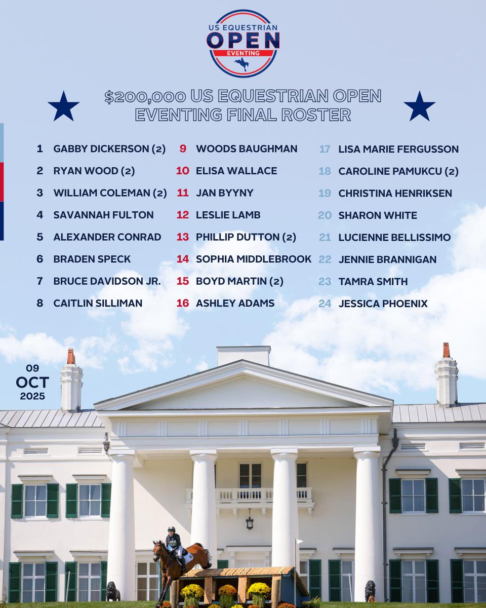 useqopen's tweet photo. 24 riders. $200,000 on the line.

The U.S. Equestrian Open of Eventing Final begins NOW at Morven Park! 🇺🇸

Who are you cheering for? 👇

Tune in and watch LIVE ➡️ https://t.co/KpIXAUN2j4 https://t.co/gpfvJR3fNp