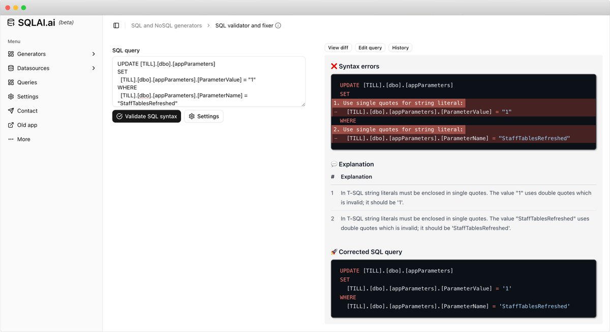 Tiny change to SQL validator:
- smaller headings with emojis for improved UX
