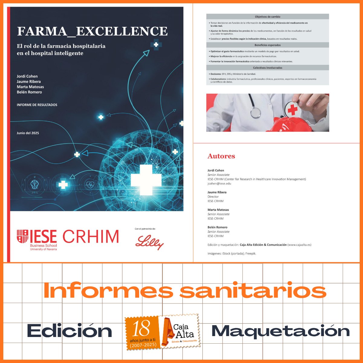 CAJAALTA's tweet photo. 💊 Nos alegra ver el eco que está teniendo el #informe sobre el rol de la #farmacia hospitalaria en el #hospital inteligente,  del @iesebschool  (CRHIM), con el patrocinio de Lilly.
✍🏻 Editado y maquetado por @CAJAALTA, con rigor técnico y claridad visual.
#edición #editing https://t.co/OBzYmaYgkb