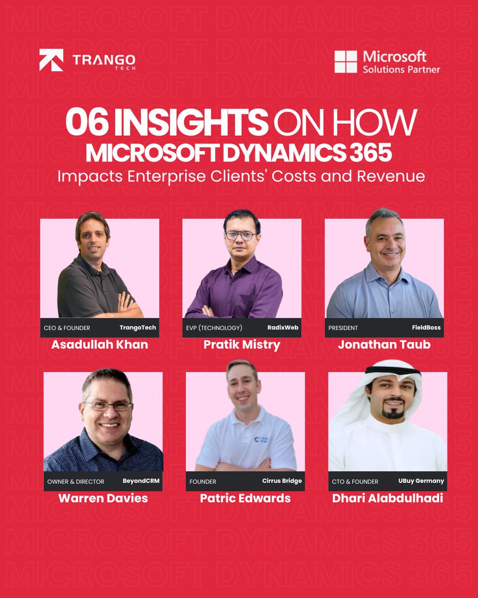 TrangoTech's tweet image. Read insight on how Microsoft Dynamics 365 Impacts Enterprise Clients'Costs and Revenue.
Here are the links: trangotech.com/blog/6-insight…