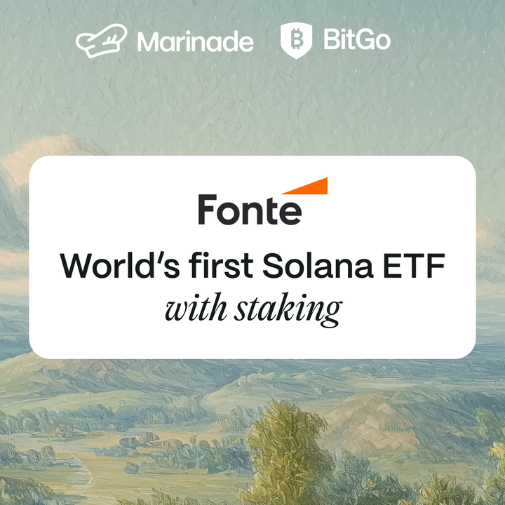 Fonte Capital's Solana ETF announcement featuring Marinade and BitGo logos