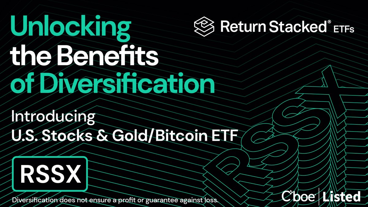 The Return Stacked® U.S. Stocks &amp; Gold/Bitcoin ETF – RSSX.
 
For every $1 invested, RSSX is designed to provide $1 of large-cap U.S. equity exposure and $1 of a Gold/Bitcoin strategy.

Learn more at returnstackedetfs.com