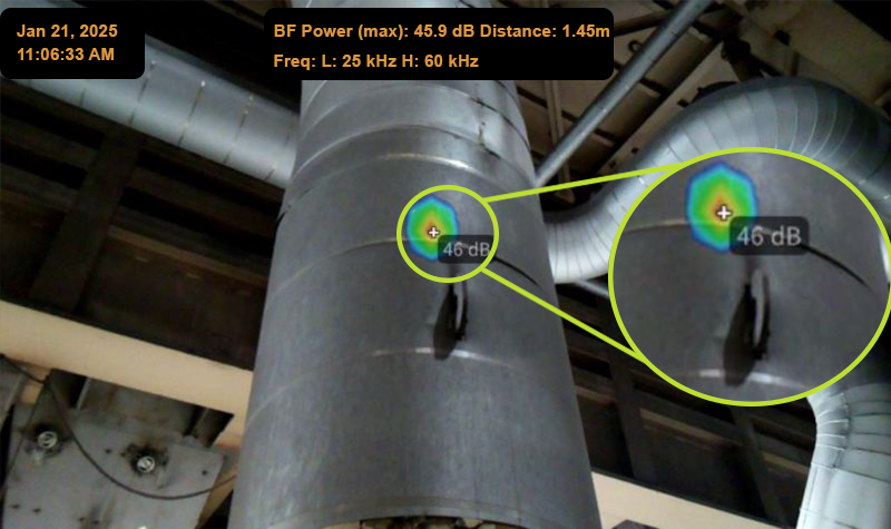 SDTUltrasound's tweet image. A vacuum leak allows unwanted air into a negative pressure system, lowering efficiency and product quality. Ultrasound detection locates leaks in real time, minimizing downtime and ensuring optimal performance. #Maintenance #Reliability #ConditionMonitoring #PredictiveMaintenance