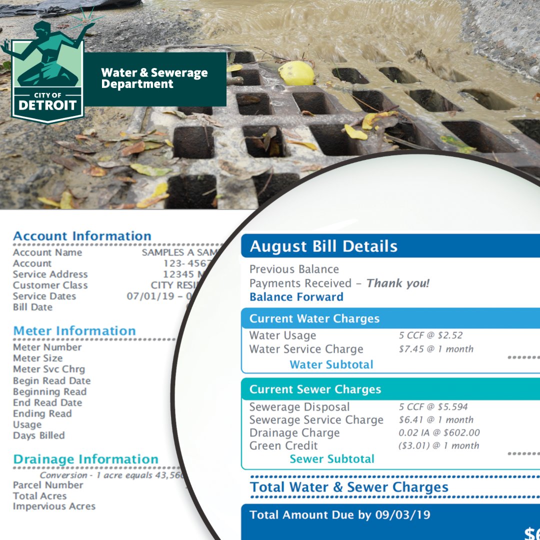 Your drainage fee is based on the amount of hard surfaces on your property that send rainfall and snow melt into the sewer system. You can find this fee on the back of your water bill under the header sewer charges.