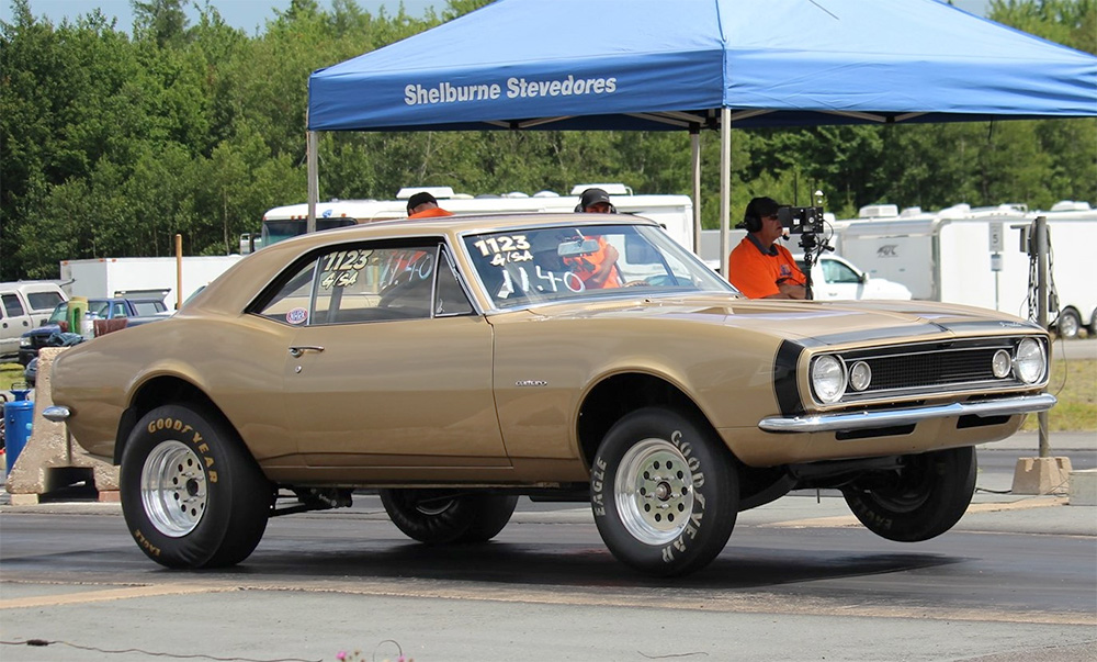 ClassicInd's tweet image. Jeff Kempton sent us this cool action shot of his Granada Gold '67 Camaro at the drag strip. Looks like a fun ride! #Chevy #Camaro #67Camaro #classiccar #restoration #ClassicIndustries