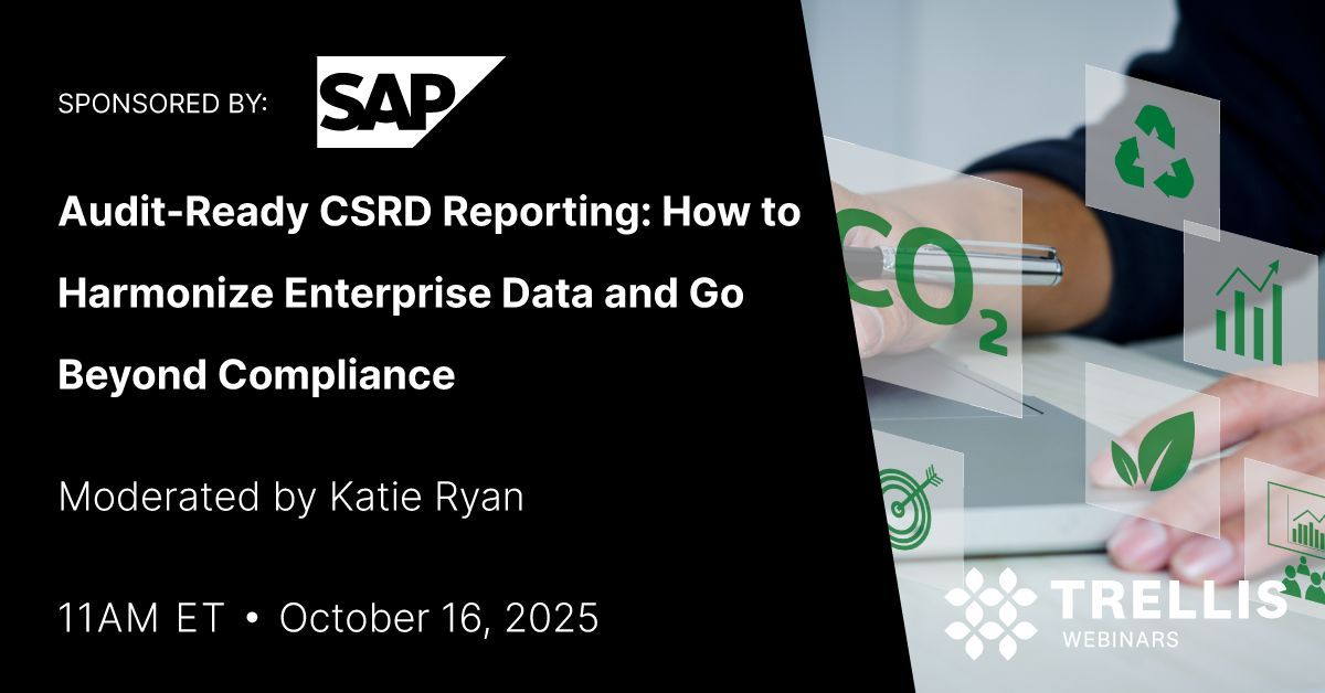 trellisgroup_'s tweet image. CSRD reporting pressure is rising 🌍
Join our Oct 16 webinar to see how to harmonize enterprise data &amp;amp; go beyond compliance.
🎙 Stephen Jamieson (@SAP) &amp;amp; Katie Ryan (Trellis Group)
🔗 Register: buff.ly/aLdt2S3
