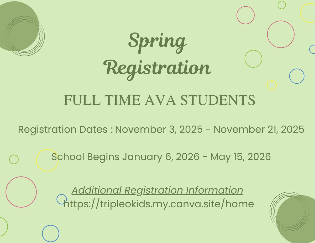 Atlanta_Virtual's tweet image. Spring Registration is approaching! Please visit tripleokids.my.canva.site/home for more information. 

#atlantavirtual #virtuallearning #atlatnapublicschools #aps #springsemester #registration #ava_inspires