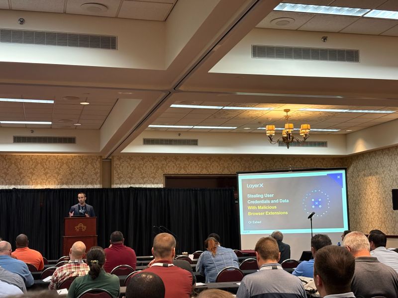 LayerxSecurity's tweet image. Packed house at #RSS2025 as @OrEshed showed how malicious extensions steal creds and sessions under the radar—and shared a 3-step plan: Audit. Classify. Enforce. We’re at Booth 23 today with live browser-layer controls for GenAI & SaaS. Session details:
linkedin.com/posts/layerx-s…