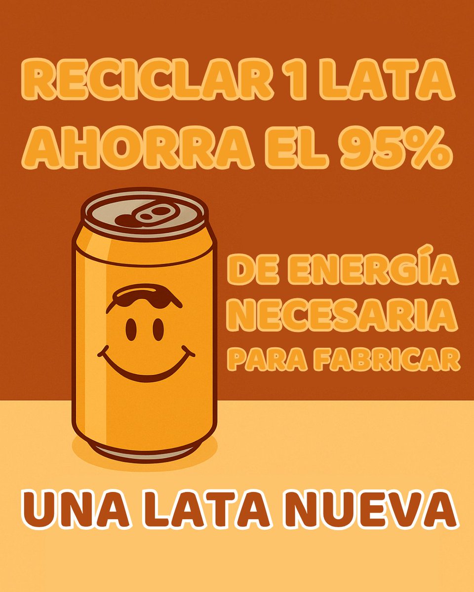 No es magia, es aluminio: reciclar una lata ahorra el 95% de la energía necesaria para producir una #LataDeBebida nueva. 🔥

El único truco: ➡️ que caiga en el contenedor amarillo. 💛♻️