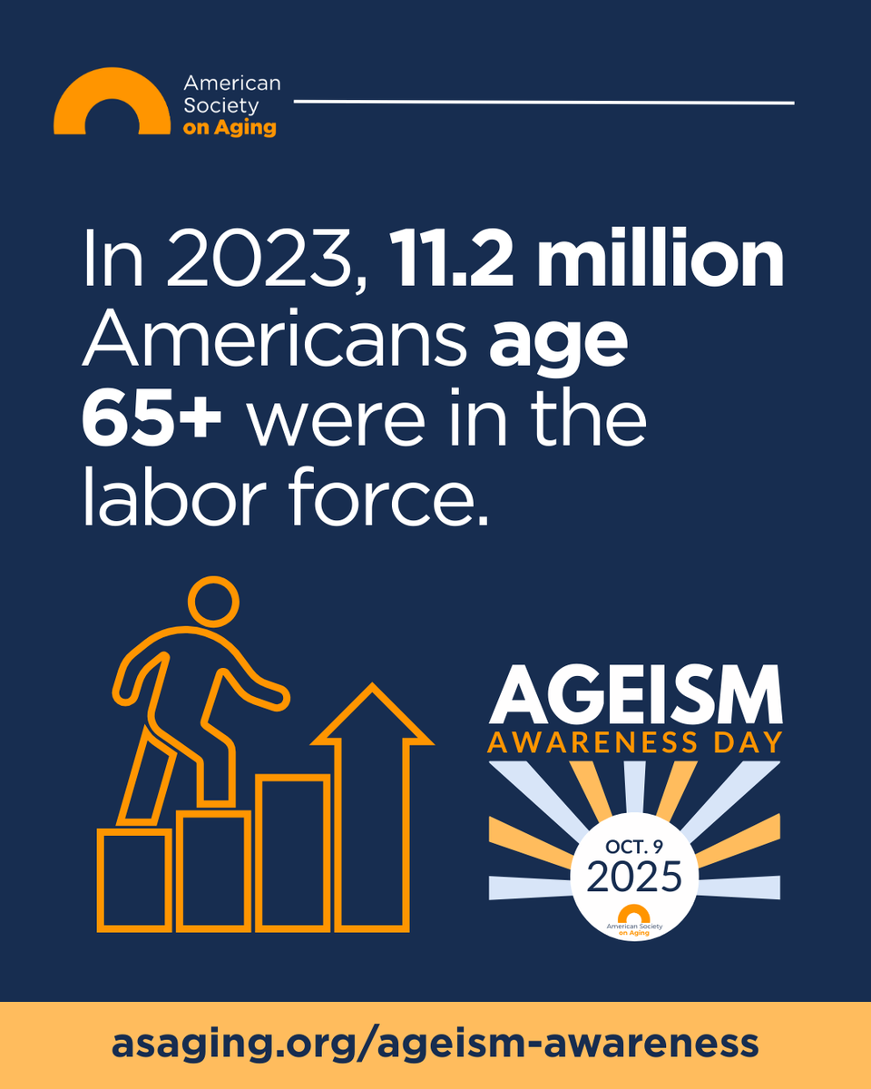 Myth: Older adults are not in the workforce.
Fact: In 2023, 11.2 million Americans over the age of 65 were in the labor force.
#AgeismAwarenessDay #TalkAboutAgeism