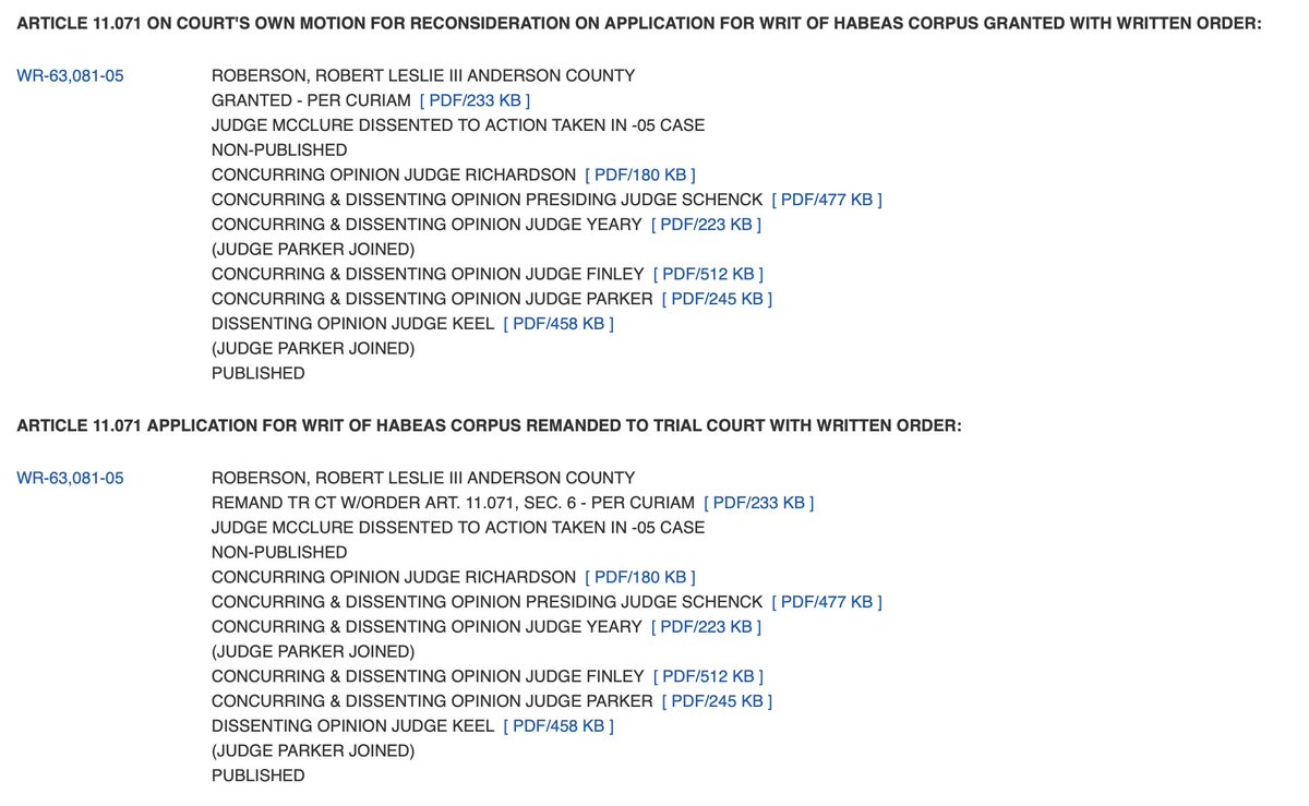 DeathPenaltyAct's tweet image. #RobertRoberson execution STAYED by Texas Court of Criminal Appeals!  Congrats to the legal team and all who have been working on this!  search.txcourts.gov/handdown.aspx?… #StopExecutions! @innocence @TCADPdotORG
