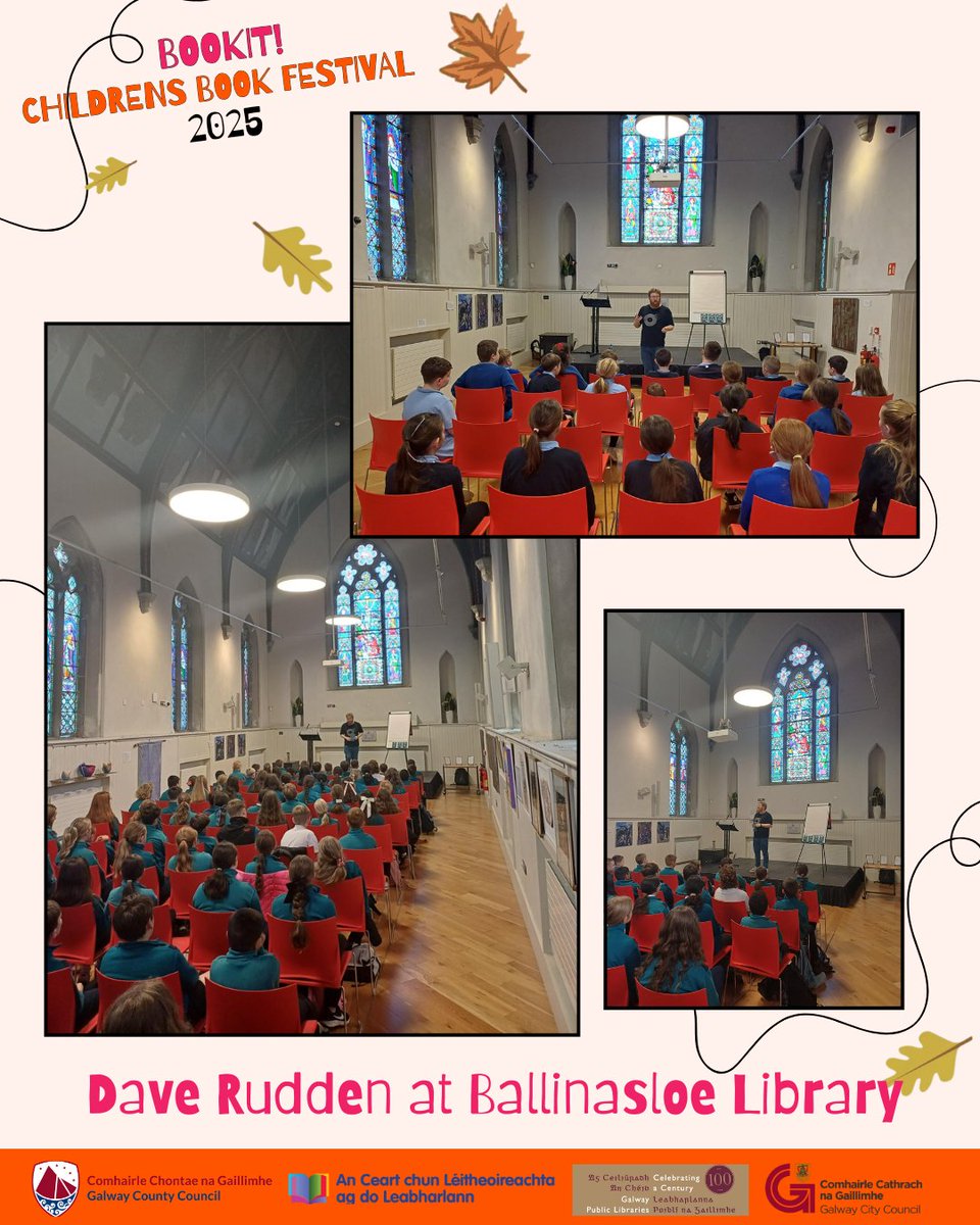 EDBallinasloe's tweet photo. 🎉 Over 120 kids packed into Ballinasloe Library for #ChildrensBookFestival 📚✨
Author Dave Rudden wowed them with hilarious stories 😂 and shared top tips for young writers 📝
A morning full of laughs & imagination! 🌟🙌 #BallinasloeLibrary #DaveRudden #ChildrensBookFestival https://t.co/tzVNBitss5