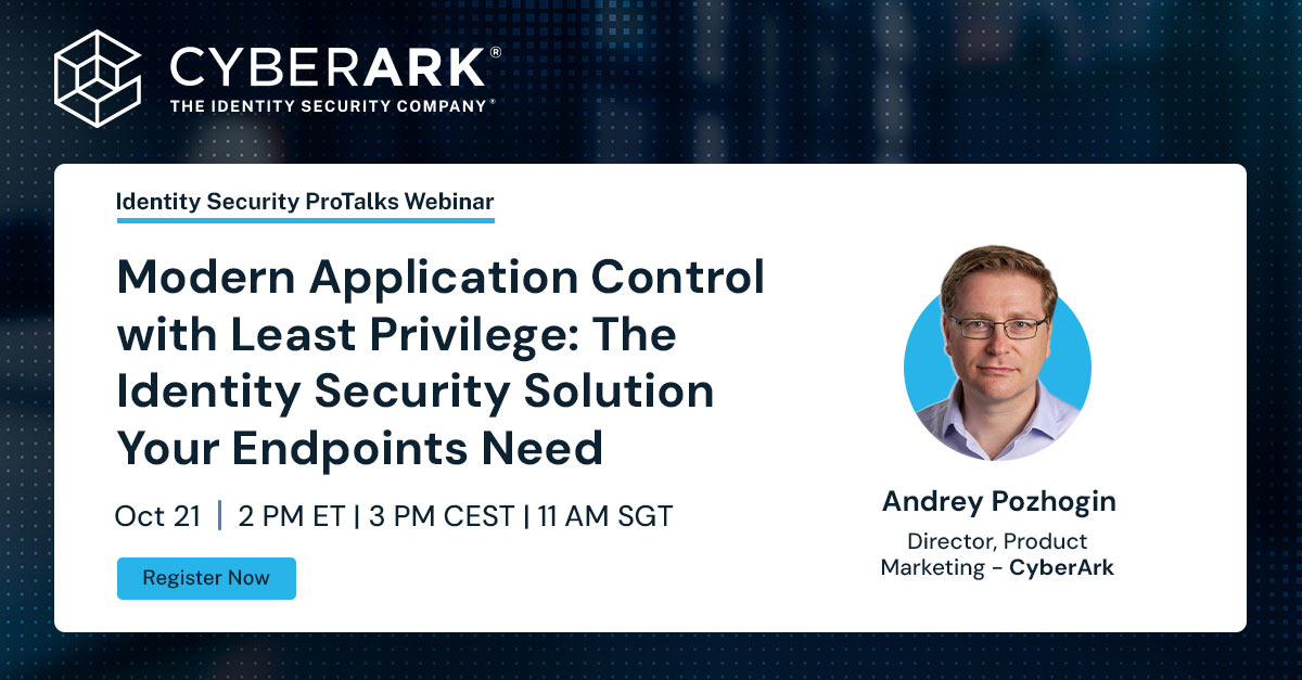 CyberArk's tweet image. Outdated application control leaves #endpoints vulnerable. Join our October 21 webinar to learn how least privilege strengthens #security, streamlines IT operations, and helps organizations stay ahead of today’s evolving threats: spr.ly/6013AsOpR

#IdentitySecurity