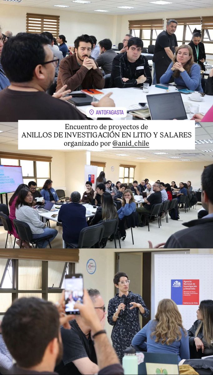 El pasado 8 de octubre, el equipo del proyecto Anillos LiOness —liderado por la Dra. Marina Weinberg y la Dra. Valentina Figueroa, junto a la Dra. Jacinta Arthur— participó en el Encuentro de Anillos de Investigación sobre Litio y Salares, organizado por <a href="/ANID_Chile/">Agencia Nacional de Investigación y Desarrollo</a> en el