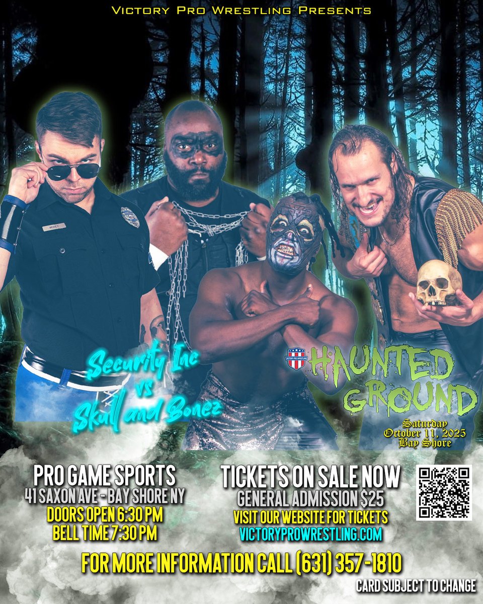 SecurityIncPro's tweet image. This Saturday…

Once again, @VPW_Wrestling will give us anything but a FAIR OPPORTUNITY at the Tag Team Championship.

Halloween is canceled this year, because we’re burying these creatures back in the graveyard. 🪦 

JUSTICE FOR SECURITY INC.! 🚨

🎟️: victoryprowrestling.com/vpw-presents-h…