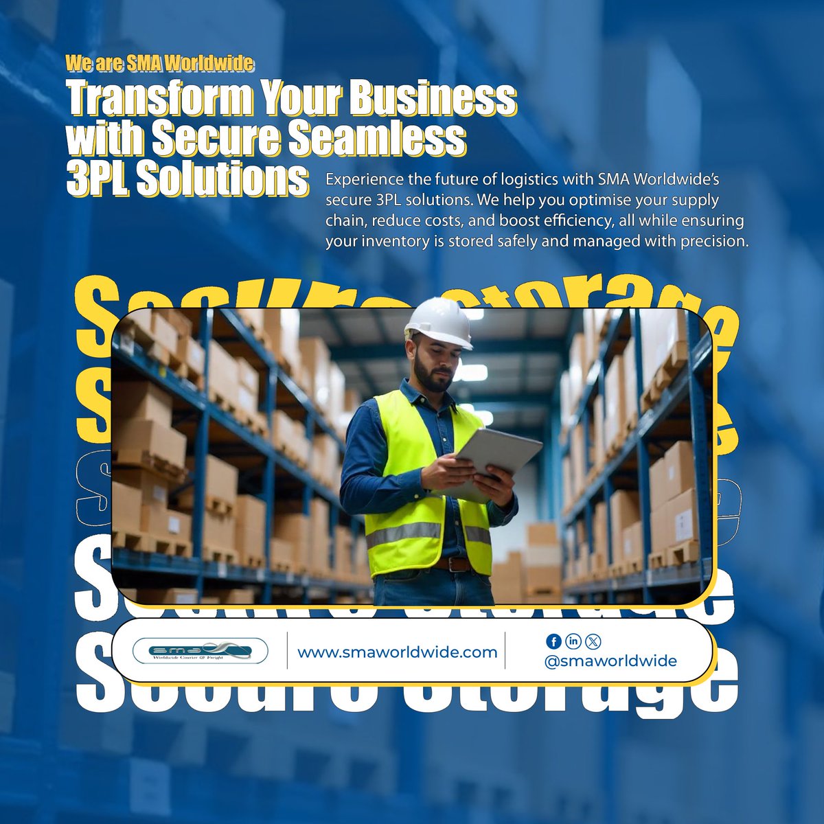 SMAWorldwideLtd's tweet image. Streamline your supply chain with SMA Worldwide’s reliable 3PL solutions – warehousing, fulfillment, and delivery, all in one.

📦🚚 Learn more: smaworldwide.com

#3PL #SMAWorldwide #LogisticsMadeEasy