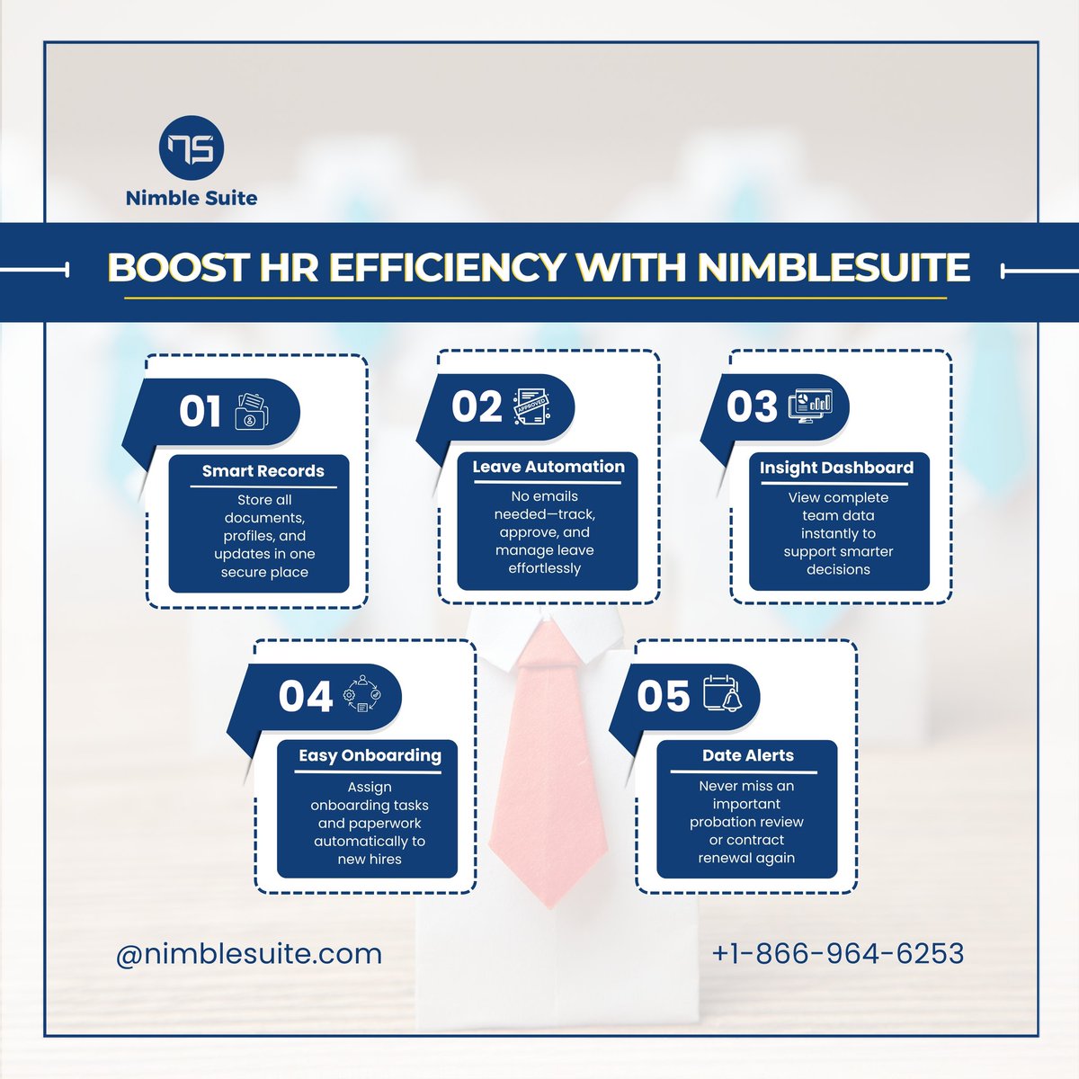 nimblesuite's tweet image. Your HR team is the backbone of your organization. With Nimble Suite, automate &amp;amp; integrate HR tasks: secure records, leave approvals, onboarding, &amp;amp; team insights — so they focus on people, not paperwork. 💙
🌐 nimblesuite.com | 📞 +1-866-964-6253