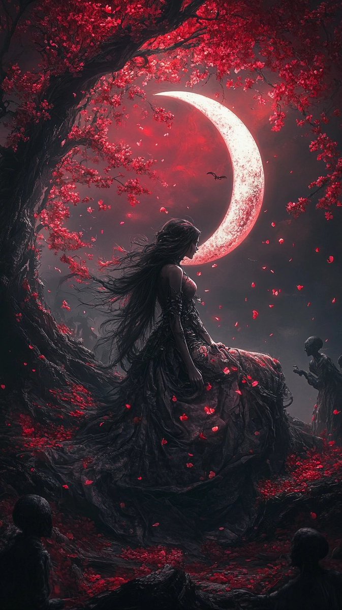 sansofibm's tweet image. Under the crimson moonlight, she rests in magic and calm. 🌙✨
✨Good night, dream beautifully.