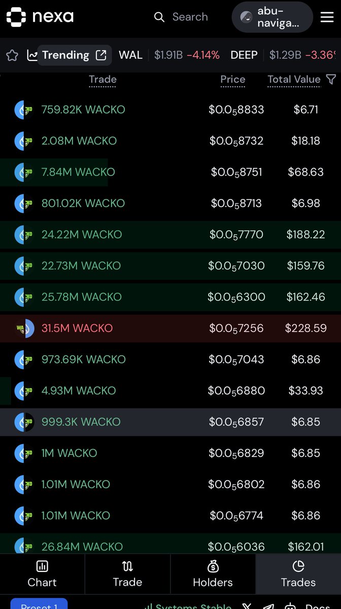 With the jeets  out it is time to take $WACKO to a new ATH trade wif NEXA

app.nexa.xyz/trade/0x0a84db…