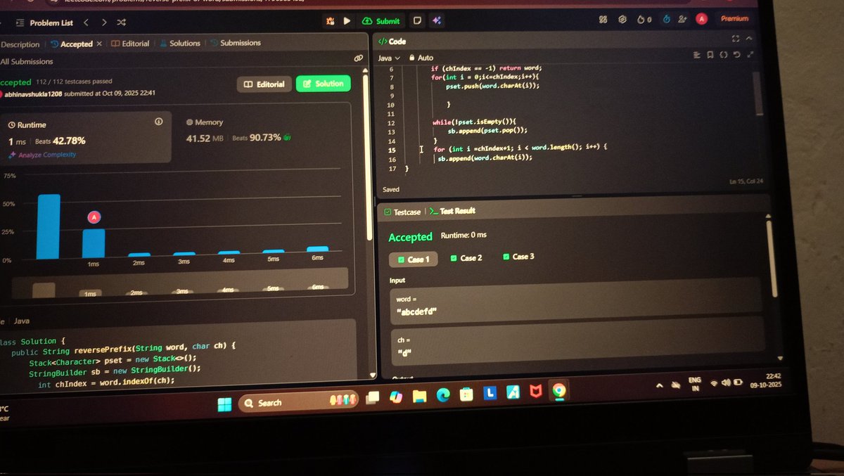 AbhinavShu67668's tweet image. Day 25 of dsa by @kunalstwt Back on track after a break! 💪
Solved LeetCode 13 &amp;amp; 2000 ✅
Feeling motivated to keep the streak going! 🚀

#LeetCode #Coding #ProblemSolving #Programming #Consistency