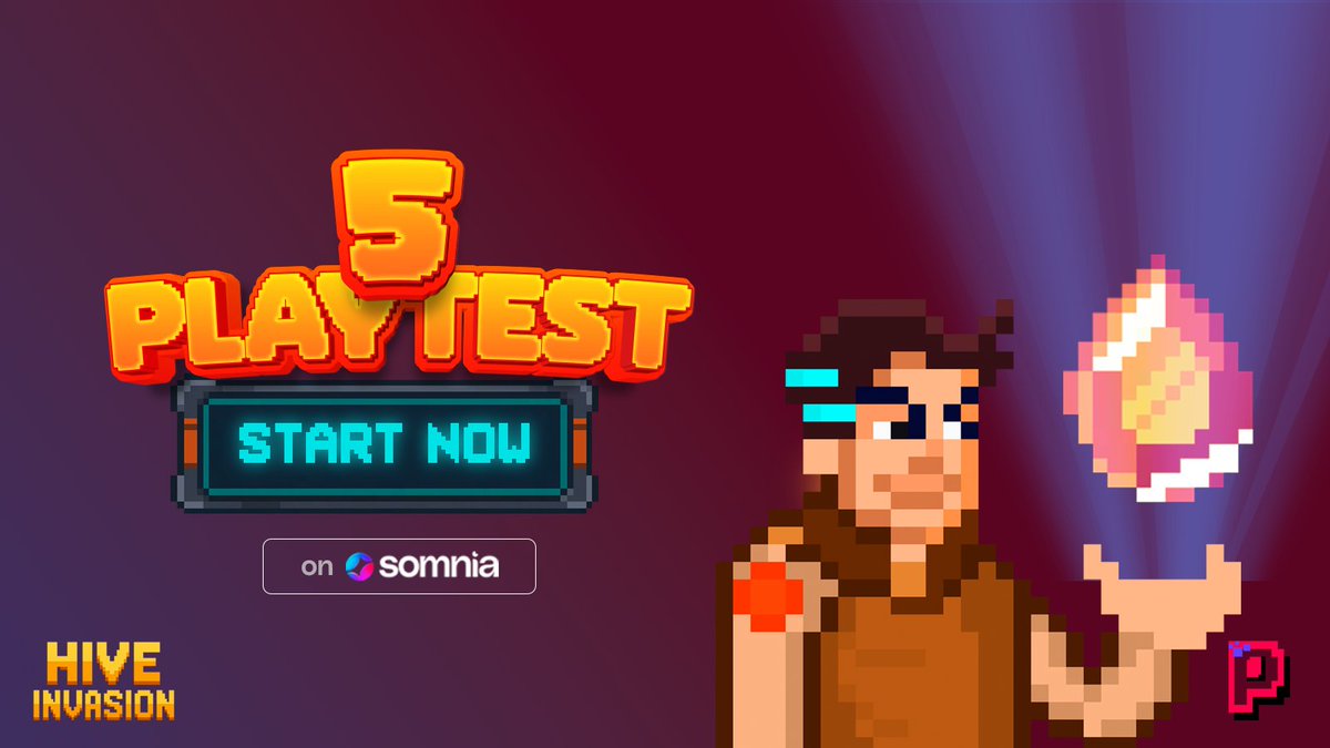 pixcapegames's tweet photo. Hive Invasion: Playtest 5 is LIVE!

🪙 Drop DUST in game, collect more, gain...
⚔ On-chain level system, upgrade your character on the @Somnia_Network
🏆 NFT prize pool for the Top 10 players

🔗https://t.co/S1DG9uWHyn

The event runs for 1 week, time to rise, Heroes! https://t.co/0c21ALcWQM