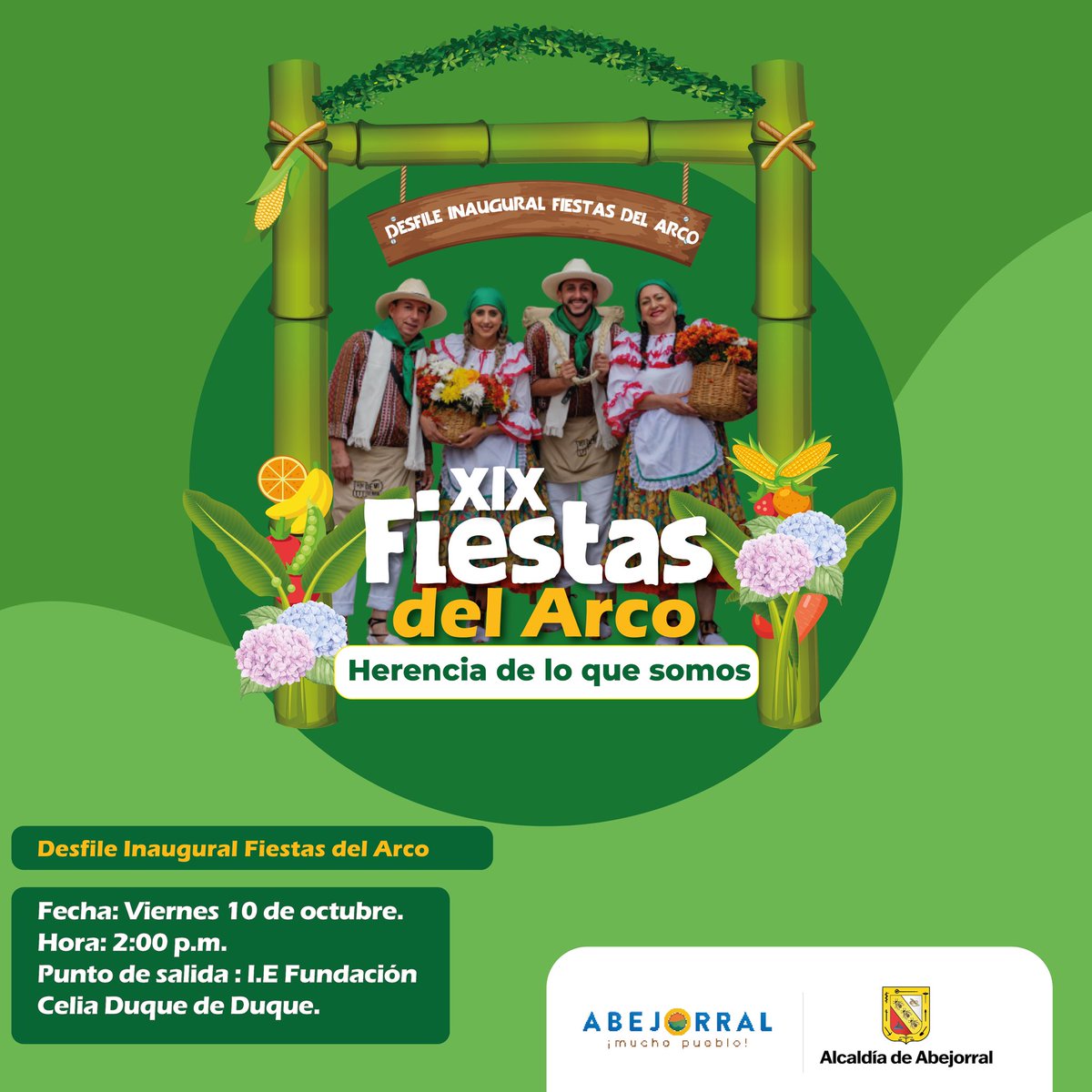 ¡Se llegó la hora! 😍👏 Acompáñanos este viernes 10 de octubre desde las 2:00pm en el desfile inaugural de las #FiestasdelArco y contágiate de toda la alegría con la herencia de lo que somos. 

#unidosconstruimosfuturo💜