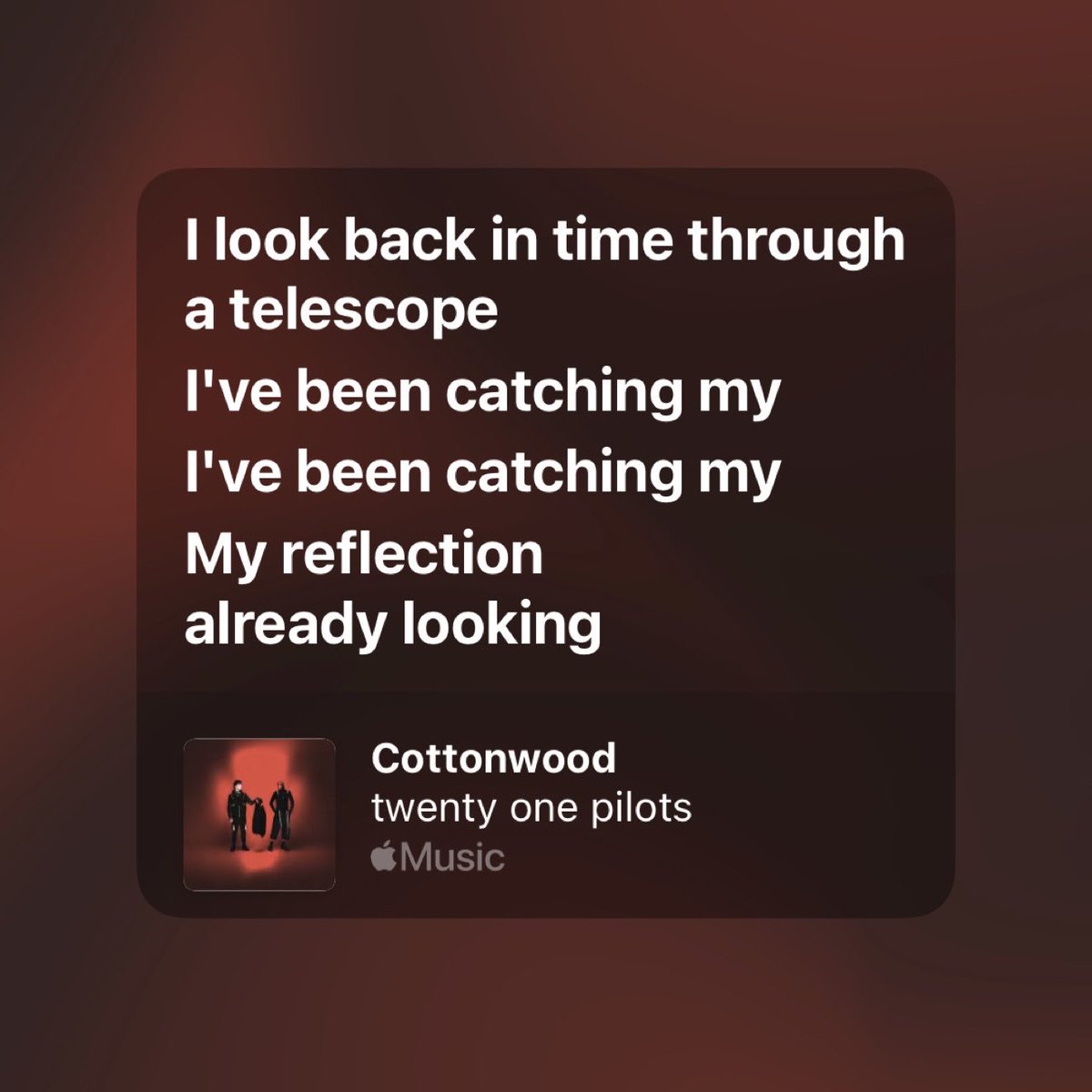 words cant describe how much i resonate with this lyric

constantly looking back at your life with regret, wishing you couldve done things differently at the time because you were too busy itching for the future and you realize youve never really lived in the present
