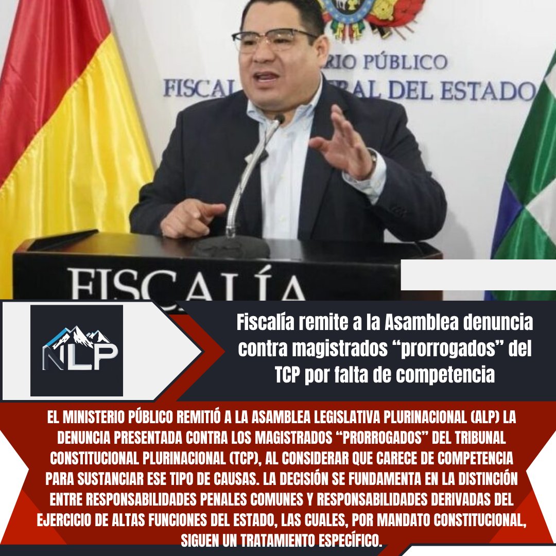 Noticiero_LaPaz's tweet image. Con el envío del caso a la ALP, correspondería a las instancias legislativas evaluar la admisión y el procedimiento a seguir, ya sea mediante mecanismos de control político #Fiscalía #ALP #TCP #Justicia #Bolivia
tiktok.com/@el.noticiero.…
facebook.com/share/16164avS…