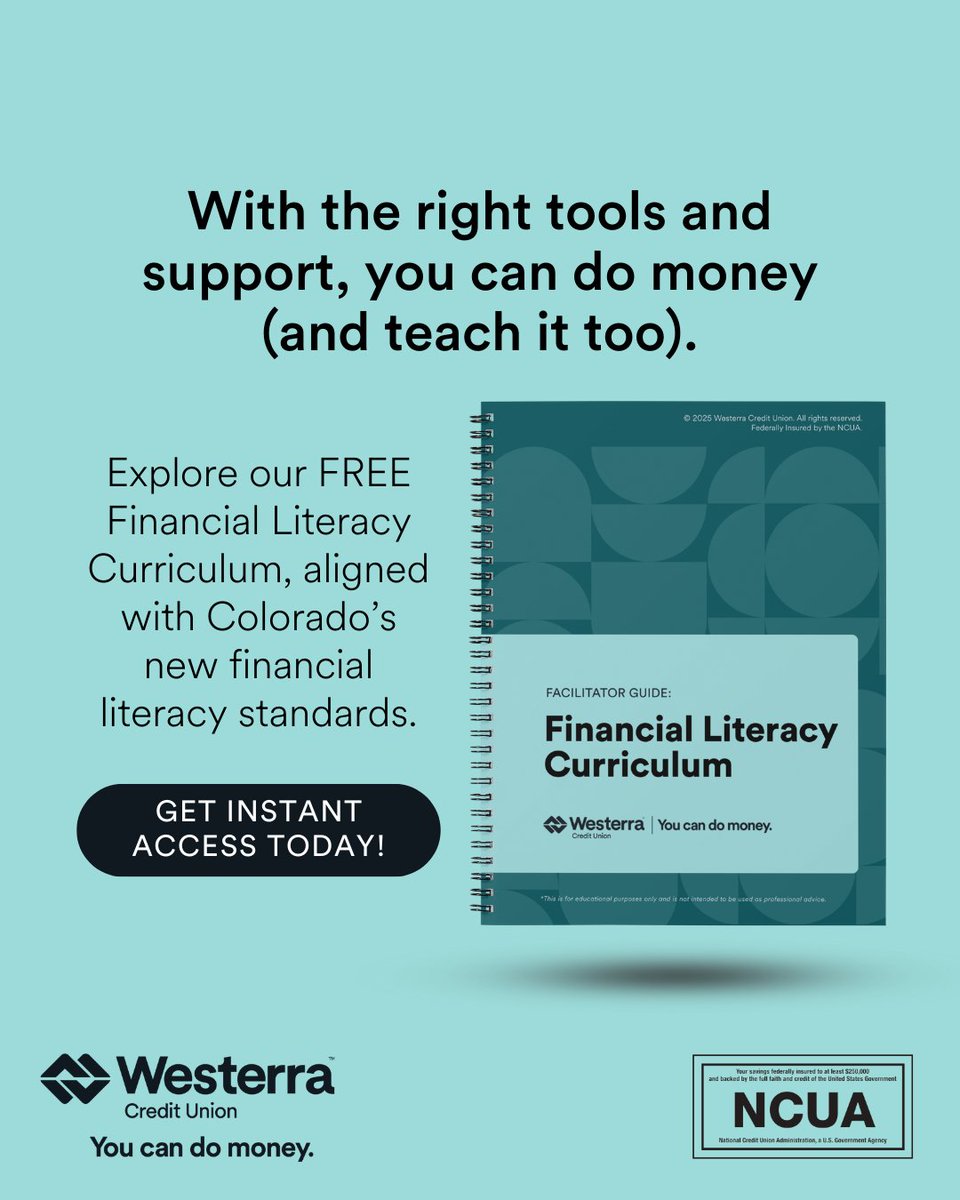 You’ve survived field trips and made algebra make sense. 📚 Now, teach financial literacy with our ready-to-use curriculum! Empower students with real-world money skills. Download at WesterraCU.com/financial-lite… and add a new superpower to your toolkit!