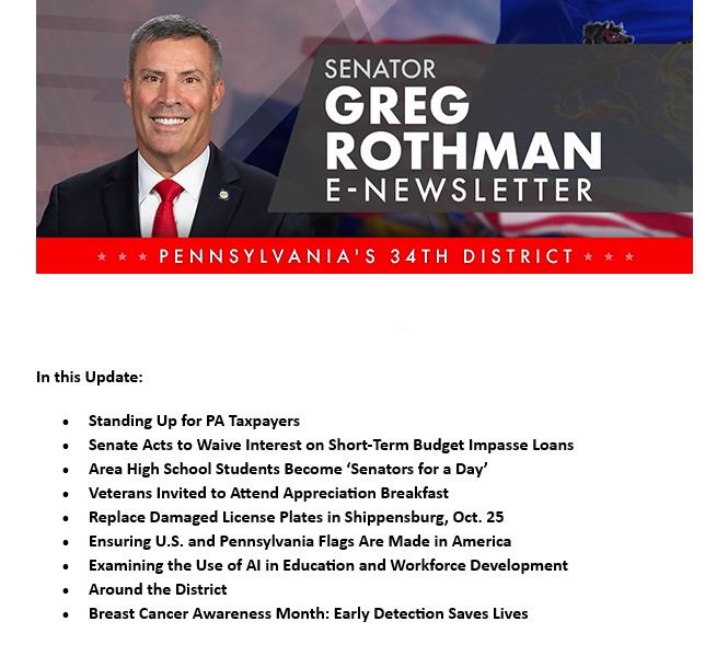 Thanks for taking the time to read my latest update!
📰 Access it here: SenatorRothman.com/enews/100925-2
📩 Sign up to have my e-newsletter sent directly to you: SenatorRothman.com/enewsletters