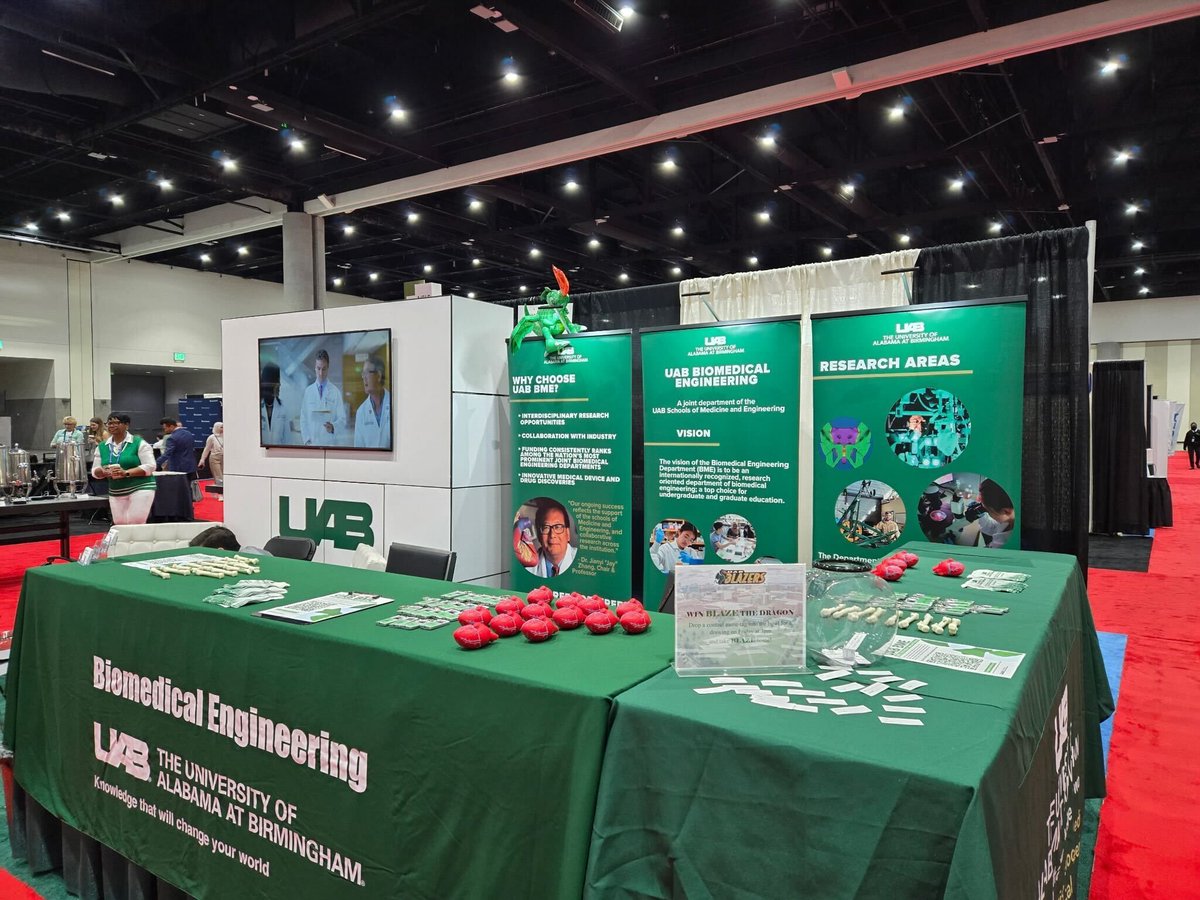 UAB Biomedical Engineering (@uabbme) on Twitter photo The BME team is all set at the BMES 2025 Annual Meeting! 🌟 Check out our booth at the exhibit hall! We’re excited to share our work and connect with attendees. #BMES2025 @uabheersink
Checkout where are faculty and students will be presenting this week: uab.edu/engineering/bm… The BME team is all set at the BMES 2025 Annual Meeting! 🌟 Check out our booth at the exhibit hall! We’re excited to share our work and connect with attendees. #BMES2025 @uabheersink
Checkout where are faculty and students will be presenting this week: uab.edu/engineering/bm…