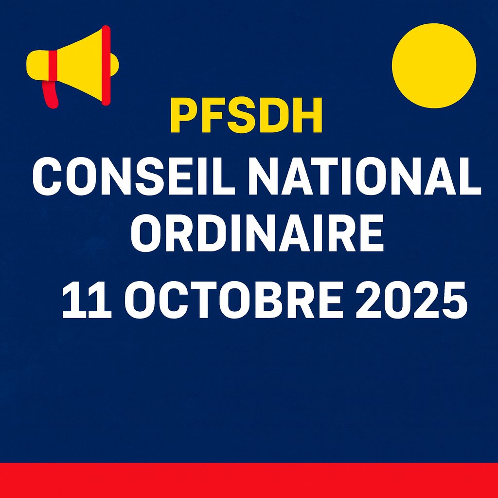 📢 Le PFSDH tiendra son Conseil National Ordinaire le 11 octobre 2025 🇭🇹.
Un moment décisif pour débattre de l’avenir, renforcer l’unité et préparer les orientations stratégiques pour Haïti.

#PFSDH #ConseilNational #AyitiPapPeri #Demokrasi #ChanjmanPozitif