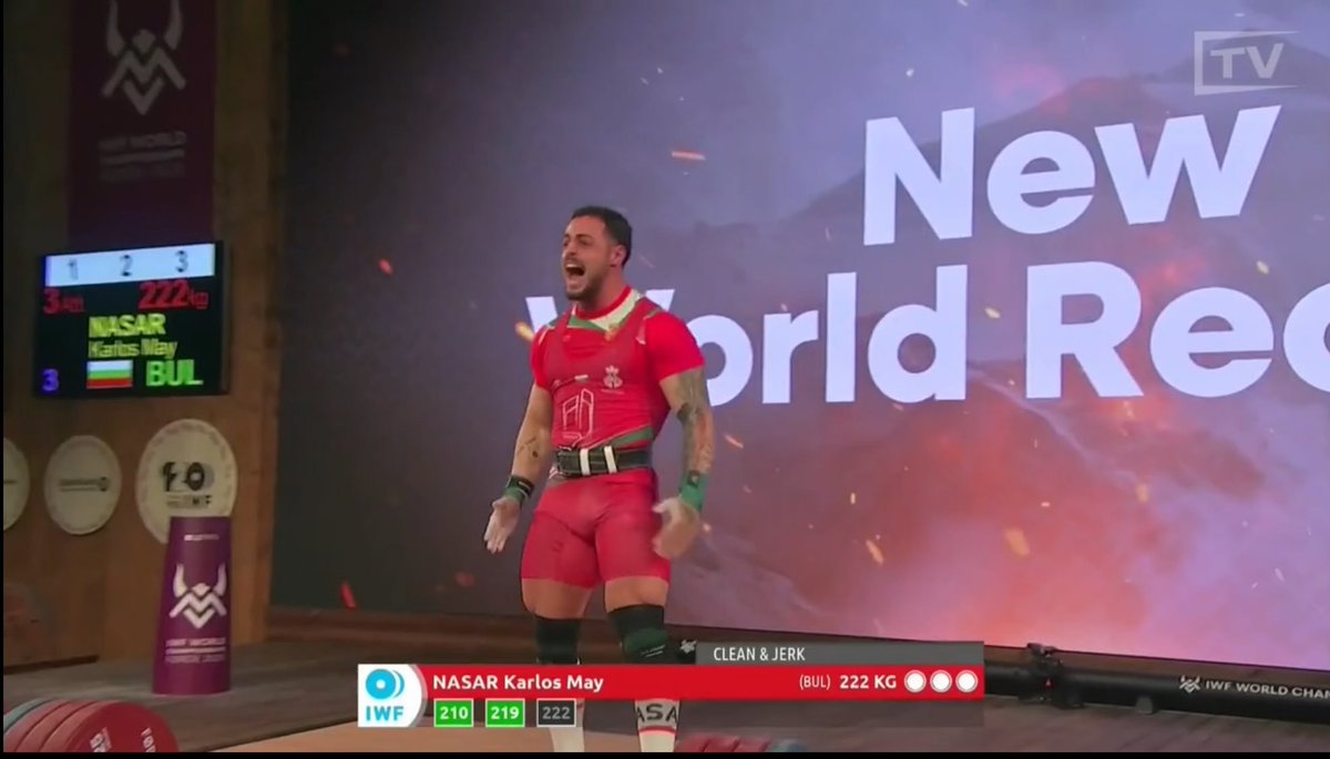 🇧🇬🇧🇬🇧🇬🇧🇬🇧🇬🇧🇬🇧🇬 🥇🥇🥇🥇🥇🥇🥇🥇 Carlos Nassar became world champion for the third time in his career. This happened at the World Weightlifting Championships in Fjord, Norway. Nassar also set a new world record in the 222 kilogram category. #Bulgaria  #Worldchampion