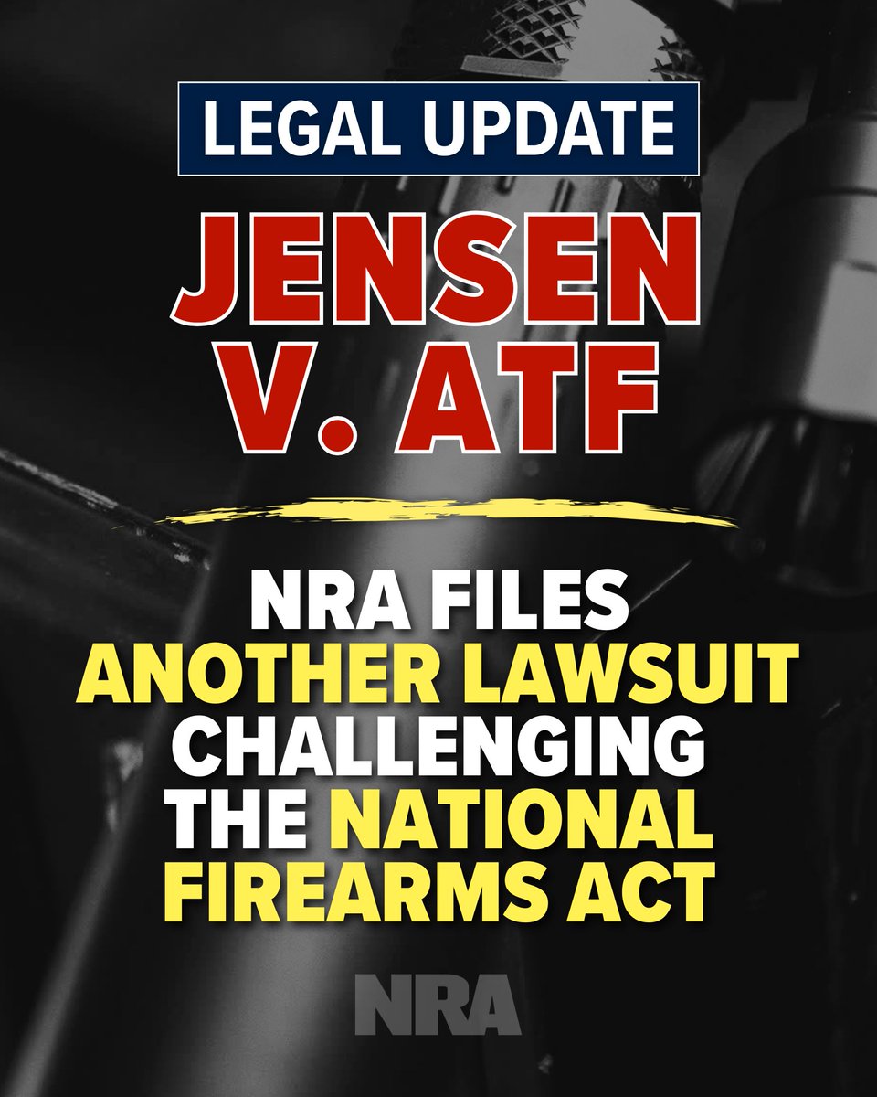 🚨 BREAKING: NRA has joined forces with <a href="/AmSuppressor/">American Suppressor Association</a>, <a href="/gunpolicy/">Firearms Policy Coalition</a>, and <a href="/2AFDN/">SAF</a> to file ANOTHER lawsuit challenging the National Firearms Act's constitutionality.

With the $200 tax eliminated, the NFA’s registration regime can no longer be justified under Congress’s taxing power.