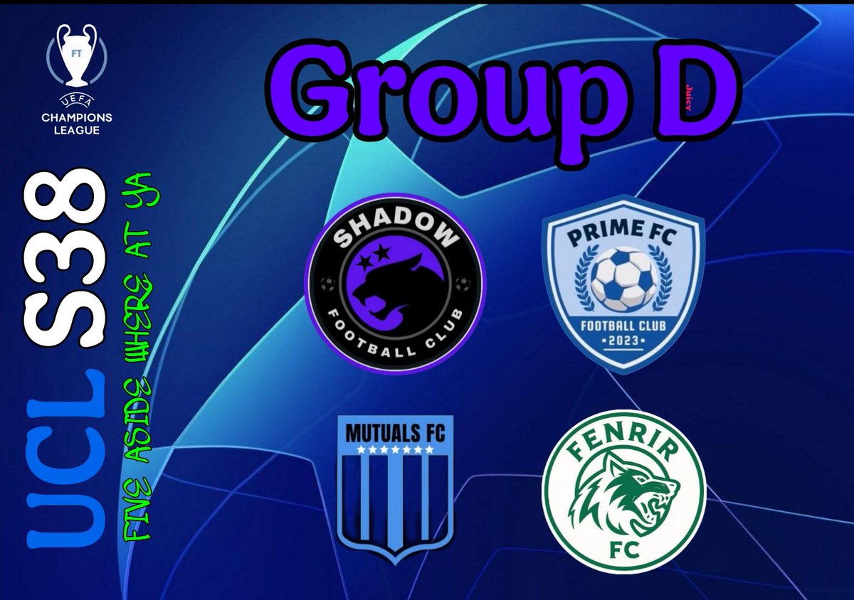Shadow FC (@shadowfcft) on Twitter photo OUR GROUP FOR THE UCL <a href="/FTEuropeanCup_/">(Parody) FT European Cup</a> S38:
POT ONE: US ๐ค๐
POT TWO: <a href="/PrimeFc_/">Prime</a> 
POT THREE: <a href="/MutualsFCFT/">Mutuals FC!</a> ๐
POT FOUR: <a href="/FenrirFTFC/">Fenrir FC๐๐ค - Post Loss Clarity</a> ๐
AN UNSERIOUS ELECTRO SMD UNDERWORLD S38 COMING AT YA EIGHT FOUR IL TERZO ๐ฎ๐น OUR GROUP FOR THE UCL <a href="/FTEuropeanCup_/">(Parody) FT European Cup</a> S38:
POT ONE: US ๐ค๐
POT TWO: <a href="/PrimeFc_/">Prime</a> 
POT THREE: <a href="/MutualsFCFT/">Mutuals FC!</a> ๐
POT FOUR: <a href="/FenrirFTFC/">Fenrir FC๐๐ค - Post Loss Clarity</a> ๐
AN UNSERIOUS ELECTRO SMD UNDERWORLD S38 COMING AT YA EIGHT FOUR IL TERZO ๐ฎ๐น