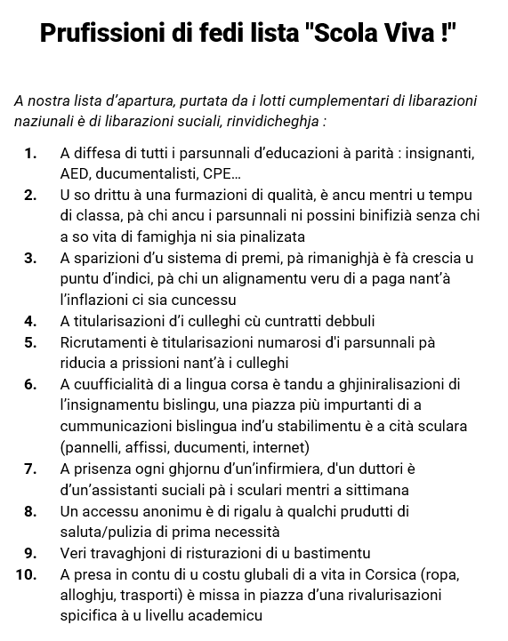 📢Alizzioni, CA di u Liceu Fesch : Scola Viva 3, SNALC 3, SNES 1. Ringraziemu di cori i culleghi chi t'ani datu a so voci ! Cumplimenti dinò à a nostra squatra pà u so impegnu à prò di a diffesa d'i travaghjatori di l'insignamentu è d'i valori di libarazioni naziunali &amp; suciali💪