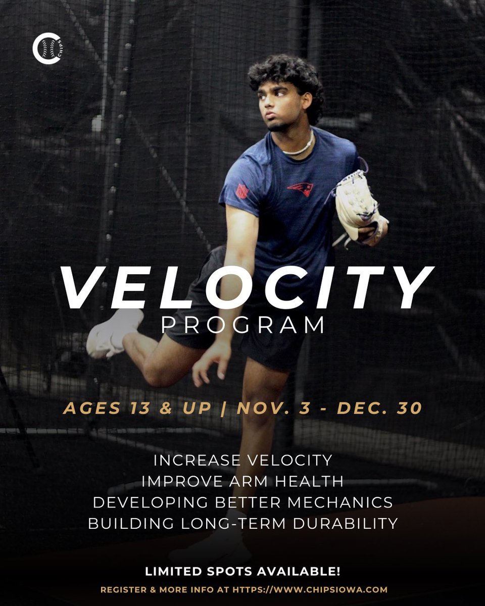 Let’s get your velo journey started

📅: Nov. 4 - Dec. 30 (Tues. Wed. &amp; Fri.) 
🕐: 90 minute sessions
🏷️: $600 
📍: CHIPS Performance DSM 

Limited spots available!

🔗chipsiowa.com/des-moines/des…