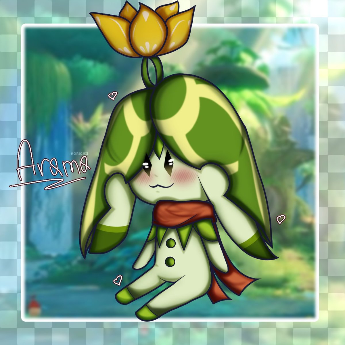 _whiteutopia's tweet photo. #GenshinImpact &amp; #Aranara 

silly, but cute arama ★ https://t.co/0Q33SAYhD9