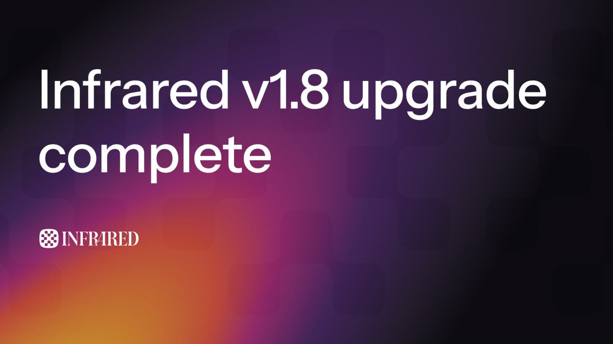The Infrared v1.8 upgrade is complete.

The iBGT Vault now pays rewards in wrapped iBGT (wiBGT) instead of wBERA.

For users, claims made through the frontend will auto-unwrap to iBGT.