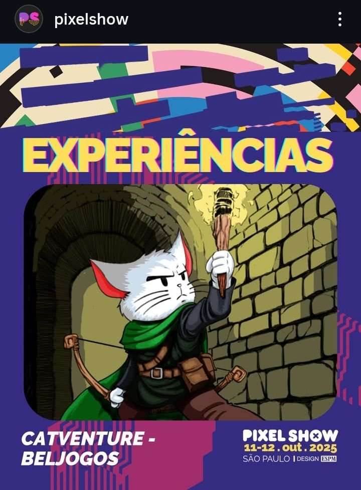 beljogos's tweet image. E por fim, a chegada do estreante em eventos, também no espaço SAGA, o roguelike CATVENTURE - A MALDIÇÃO DA TORRE NEGRA, do @Edsonbcc da Retro Cat Studios 😸 pra tu ajudar na wishlistada lá na Steam -- store.steampowered.com/app/3531750/Ca…